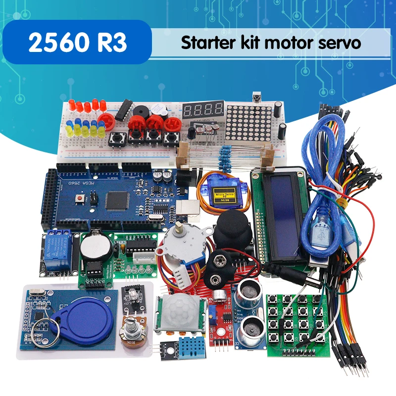 Free shipping mega 2560 r3 starter kit motor servo RFID Ultrasonic Ranging relay LCD for arduino |