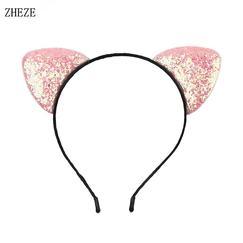 12 шт./лот новые двухсторонние блестящие повязки на голову с кошачьими ушками для