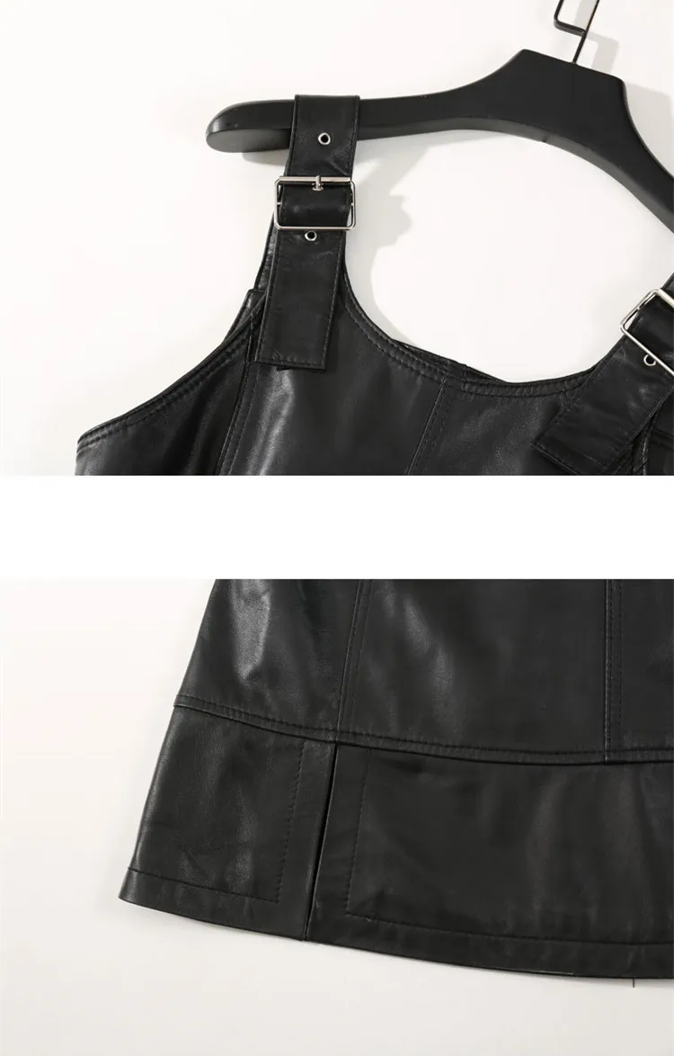

2020 New Style Women Slim Genuine Leather Dress
