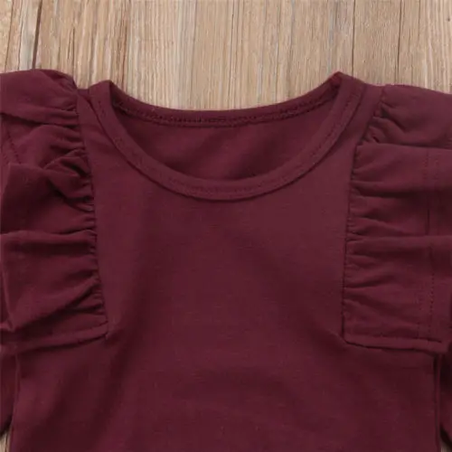 Conjunto de ropa para beb&eacute; reci&eacute;n nacido, Pelele de manga larga liso con volantes de 3 piezas, falda Floral y Diadema, traje de 0 a 24M-3
