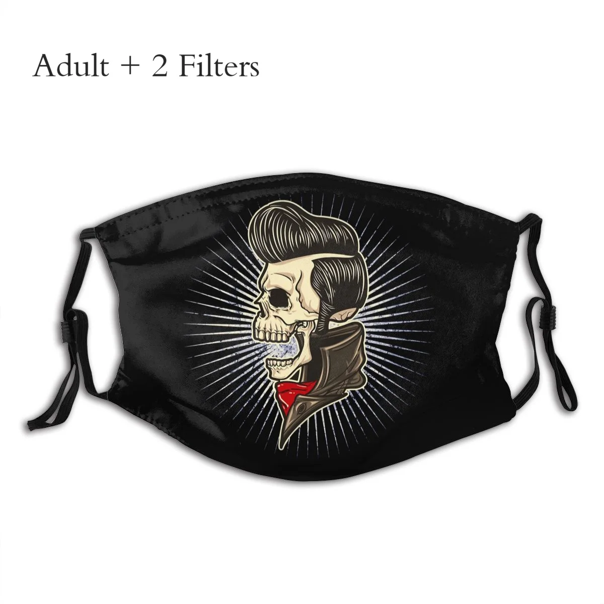 

Skull Slick Hair Mouth Masks Rockabilly Rock and Roll Printing Cotton Mascarilla Hipster Windbreak With PM2.5 Filters