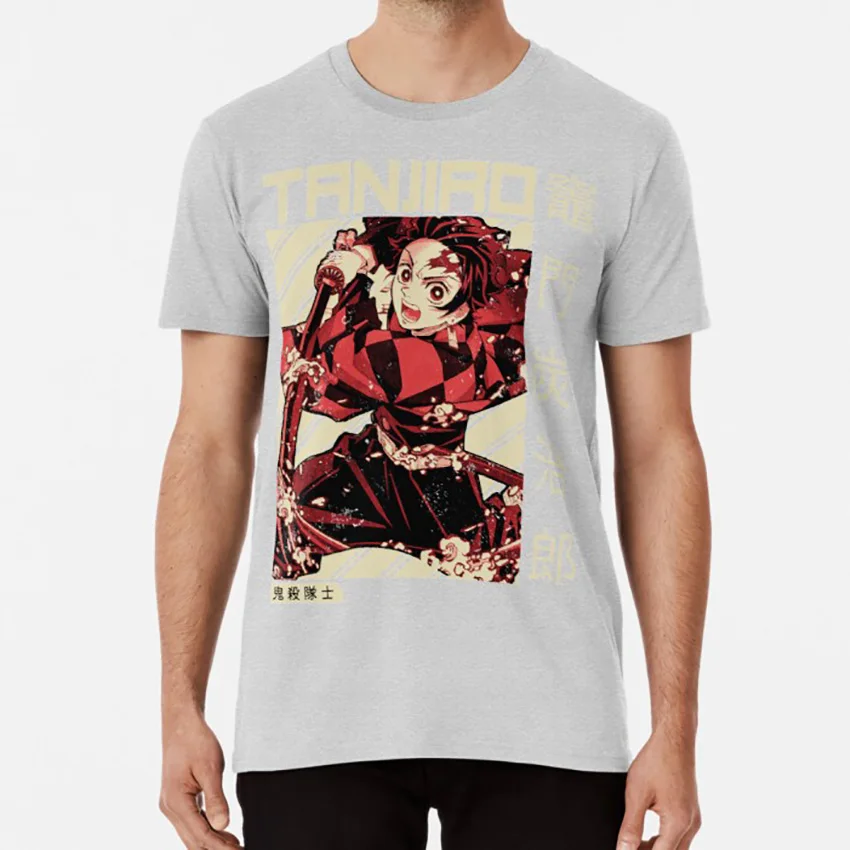 Demon Slayer Kimetsu No Yaiba | Футболка с аниме футболка demon slayer kimetsu no yaiba shirt - Цвет: Серый