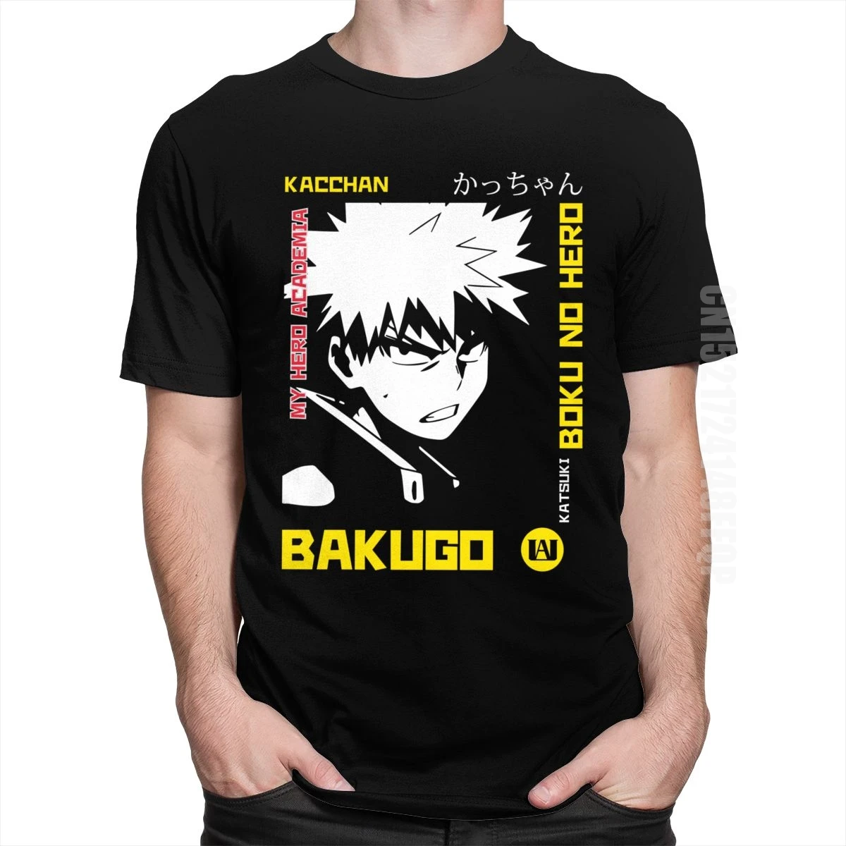 Футболка Katsuki Bakugo мужская из чистого хлопка топ с надписью Моя геройская Академия