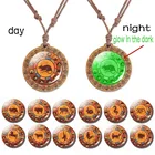 Китайский 12 знаков зодиака брелок ювелирное изделие, Знак зодиака Бык Тигр кролик змеиная кожа козы петух световой кабошоны разрисованные изделия из стекла, подвеска, на веревке, Чиан ожерелье