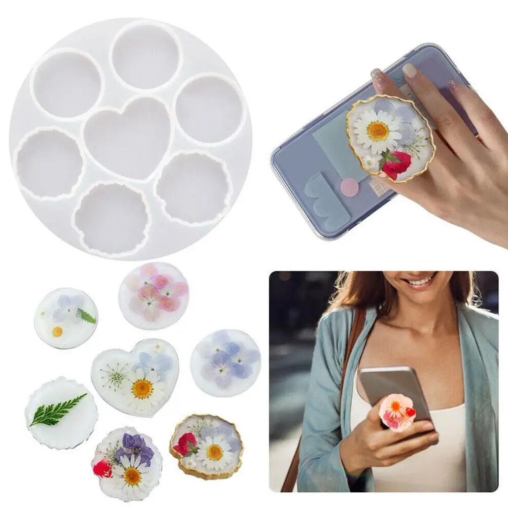 

Creative Diy Crystal Epoxy Resin Mold Airbag Mobile Irregular Silicone Mold Marble Phone Bracket Accessories For Resin Round C5L