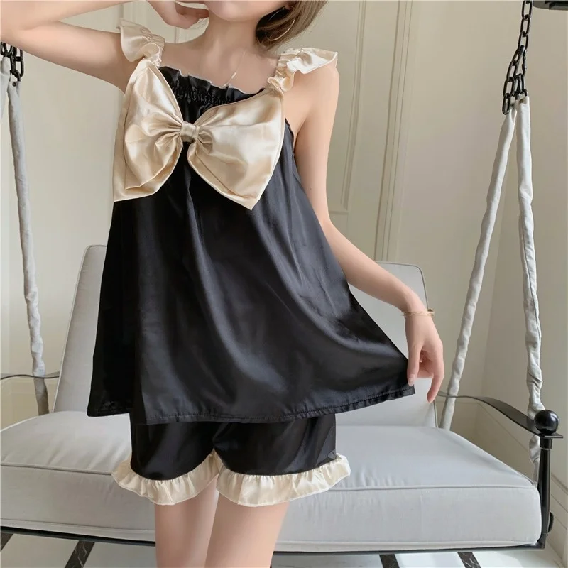Милая девушка 2021 модная Пижама на бретельках в Корейском стиле из двух частей -