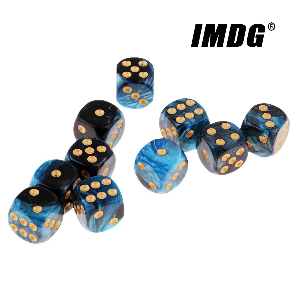 10 шт./упак. 16 мм Двухцветные Акриловые кости закругленные углы золотые точки