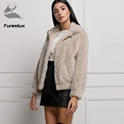 Женская зимняя шуба Furealux из натурального меха норки, Толстая теплая шуба из натурального меха норки, короткая верхняя одежда с отложным воротником, подходящая ко всему