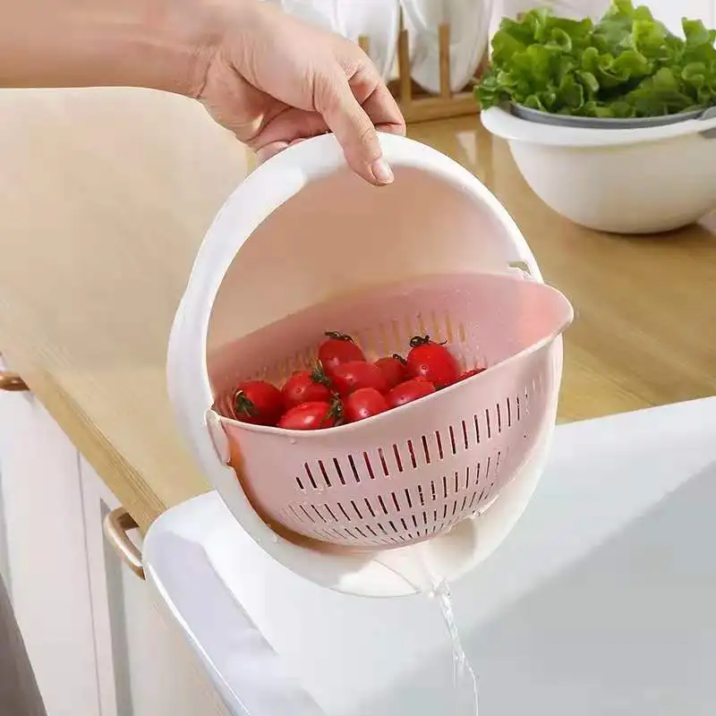 Kitchen Silicone Double Drain Basket Bowl Washing Storage Strainers Bowls Drainer Vegetable Cleaning Colander Tool | Дом и сад