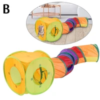 7 color funny pet cat cave tunnel cat play rainbown tunnel brown foldable 2 holes cat tunnel kitten toy bulk toys rabbit tunnel