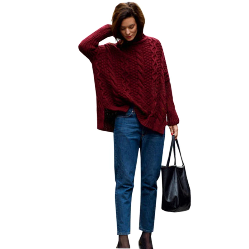 Осень 2020 Длинное платье-свитер с высоким воротником Мягкий теплый пуловер Свитер