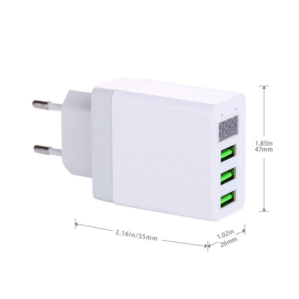 Универсальное зарядное устройство со светодиодным дисплеем и 3 USB-портами |