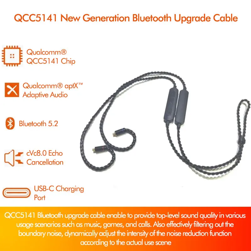 Qualcomm QCC5141 Bluetooth 5 2 Earhook Sports MMCX 0 78 QDC IE80 IE40PRO A2DC IM наушники кабель адаптер кодеков aptX