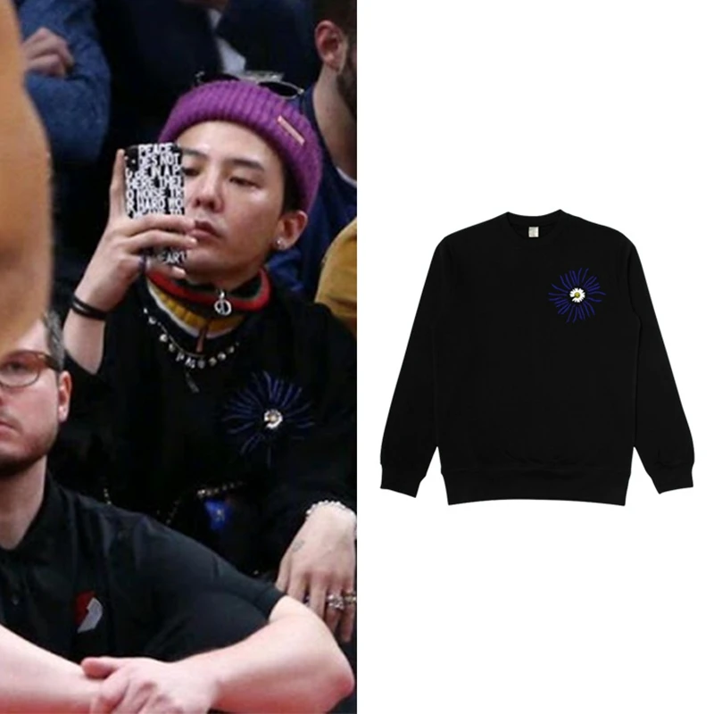 

KPOP BIGBANG GD G-Dragon пуловер свитшот с принтом ромашки повседневные топы пальто куртка унисекс толстовки