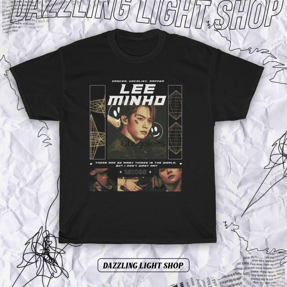 STRAY KIDS Lee Minho черная унисекс стиль K-POP вдохновленная одежда Kpop merch stray kids merch(1) -