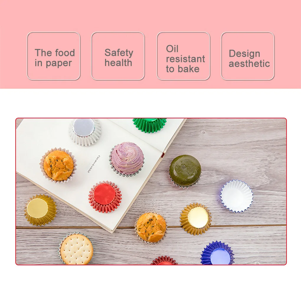 

100pcs Paper Cupcake Cup Aluminium Foil Muffin Baking Cups Liners Cupcakes Case Container