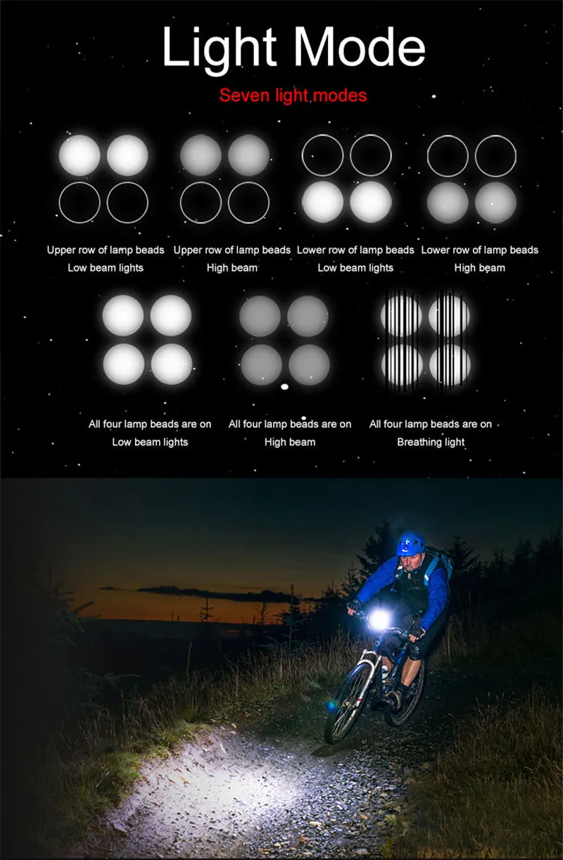 

Bike Light Waterproof Bicycle Lights USB Rechargeable LED 5200mAh Batteries Super Bright Flashlight Front Lights And Rear Light