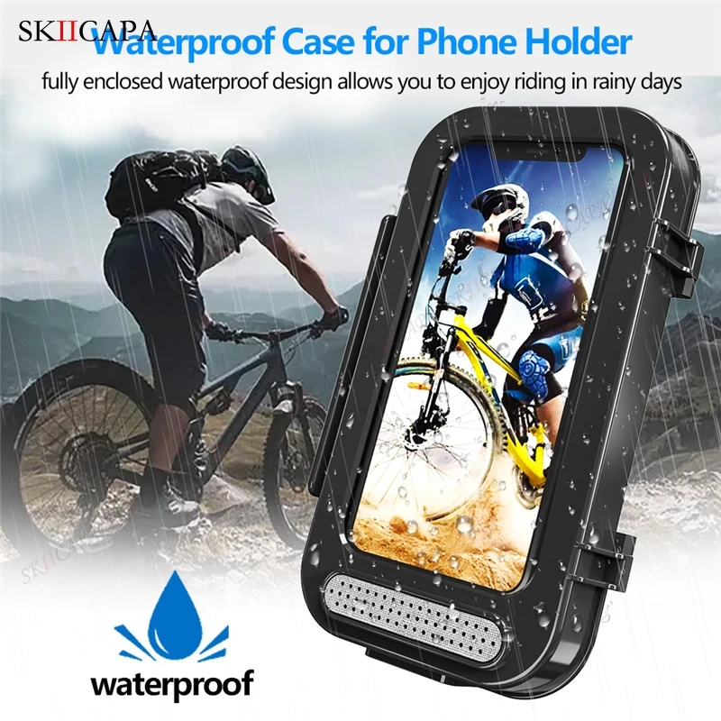 

Waterproof Motorcycle Phone Holder Stand for Samsung iPhone Moto Bicycle Handlebar Mobile Bracket Support Scooter Phone Bag Case
