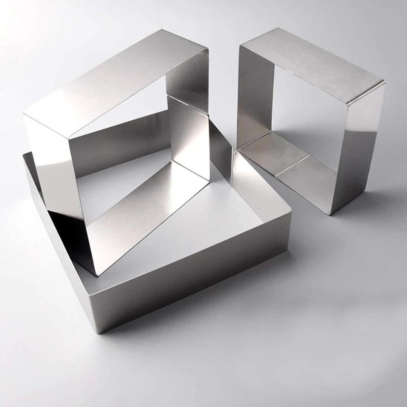 

Set of 3 Cake Molds Rings Square Mousse Mold Stainless Steel Cake Ring Non-Stick Dessert Ring Pastry Mould Baking Tool