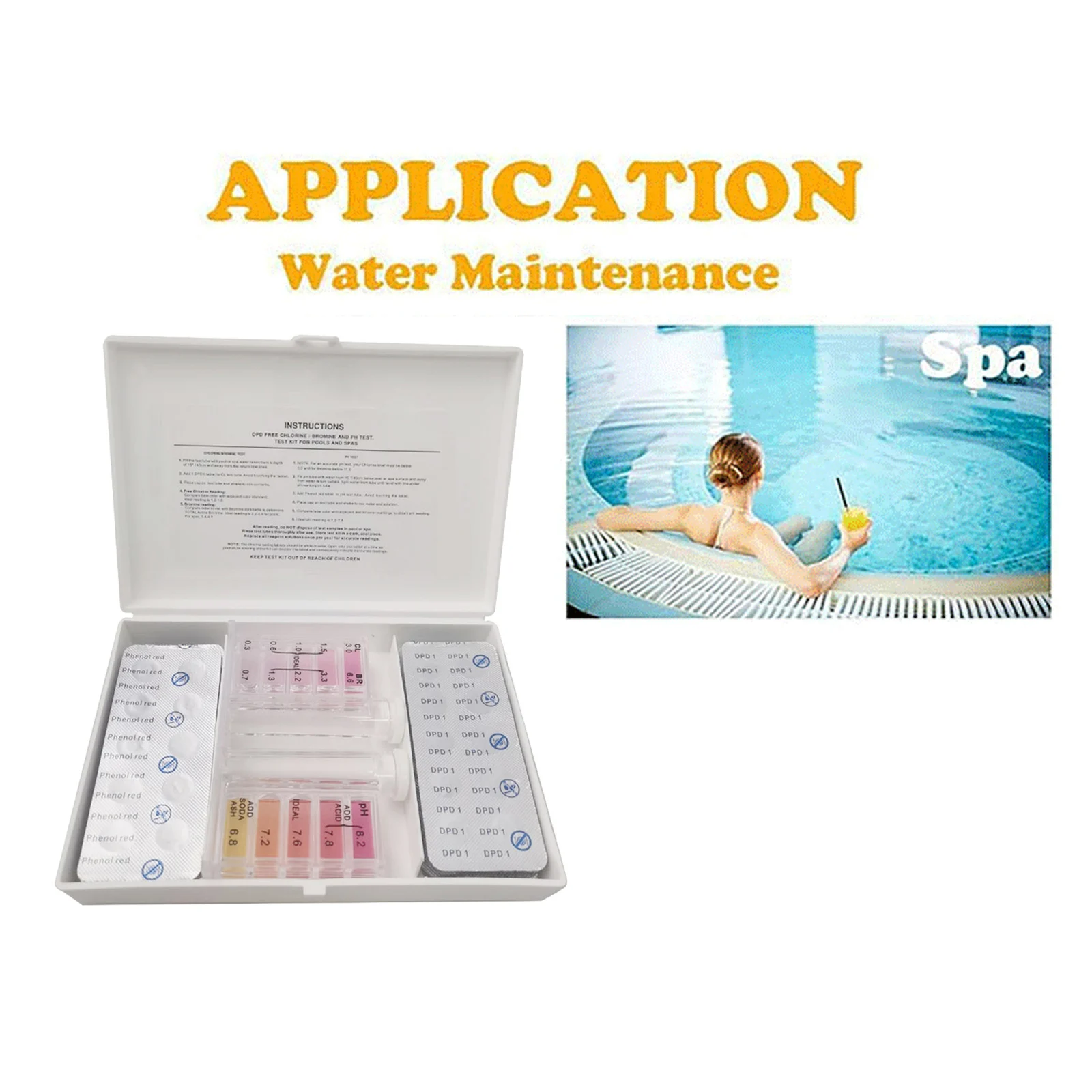 

2 In 1 Aquarium Swimming Pool Tester Test Set for Chlorine/PH Bromine