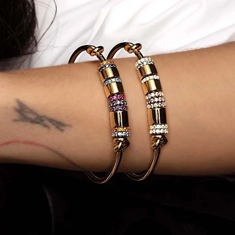 

925 Sterling Silver Jewelry,LOVE AMOUR Adjustable Bracelet ,Bangle With Multi-Color Sliding Chain Bracelet With Rainbow Heart