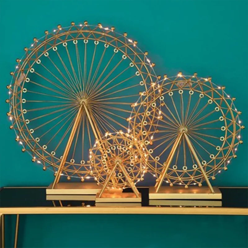 Nordic Утюг Колесо обозрения ночной светильник украшения с поворотным столом лампа