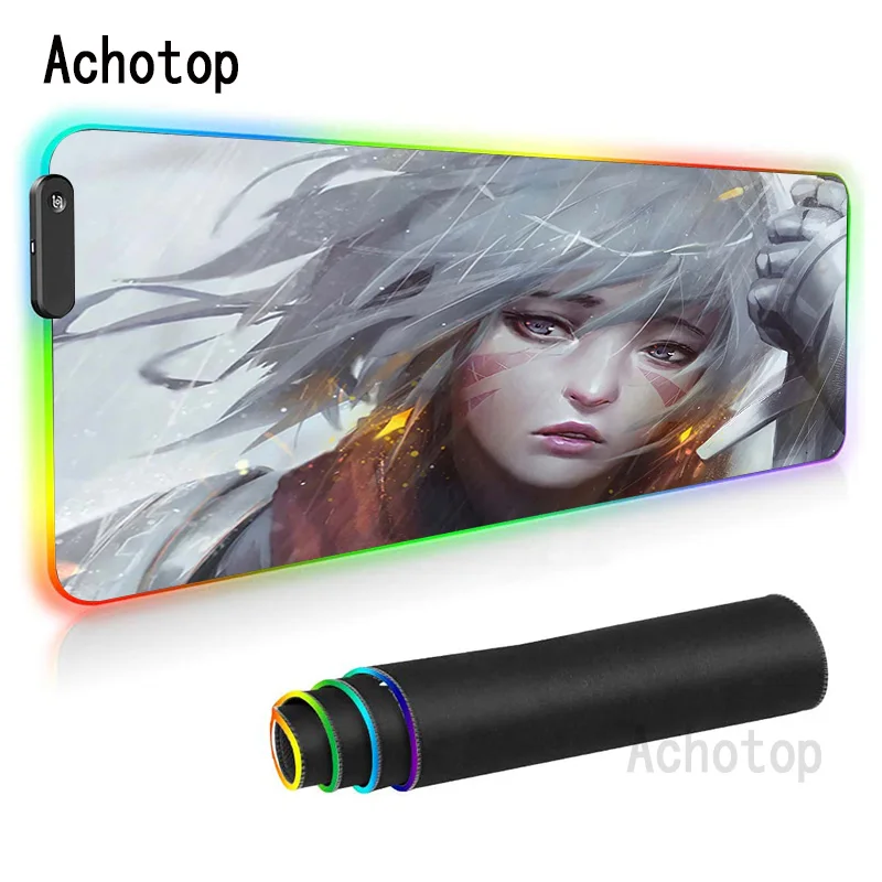 

Коврик для мыши с рисунком привидения из аниме, пикантный игровой коврик для мыши в стиле аниме, RGB подсветка XXL, настольный игровой Настольн...