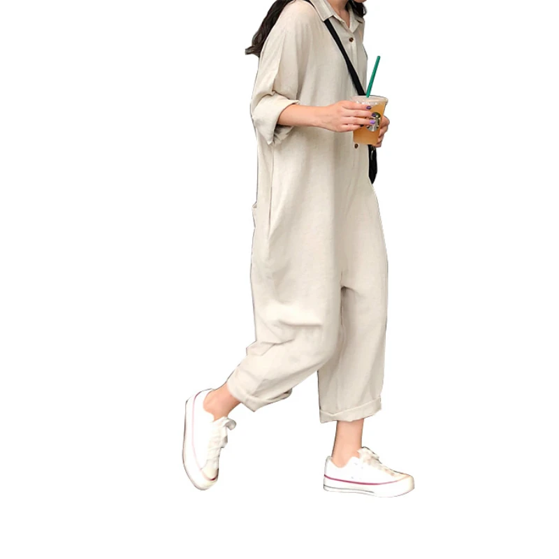 Для Женщин Осенние хлопковые льняные свободные плюс Размеры рубашка легкий