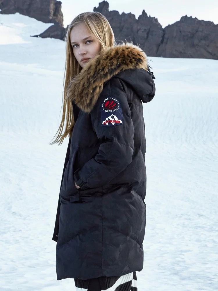 Новинка женский пуховик BOSIDENG 90% гусиный пух воротник из натурального меха