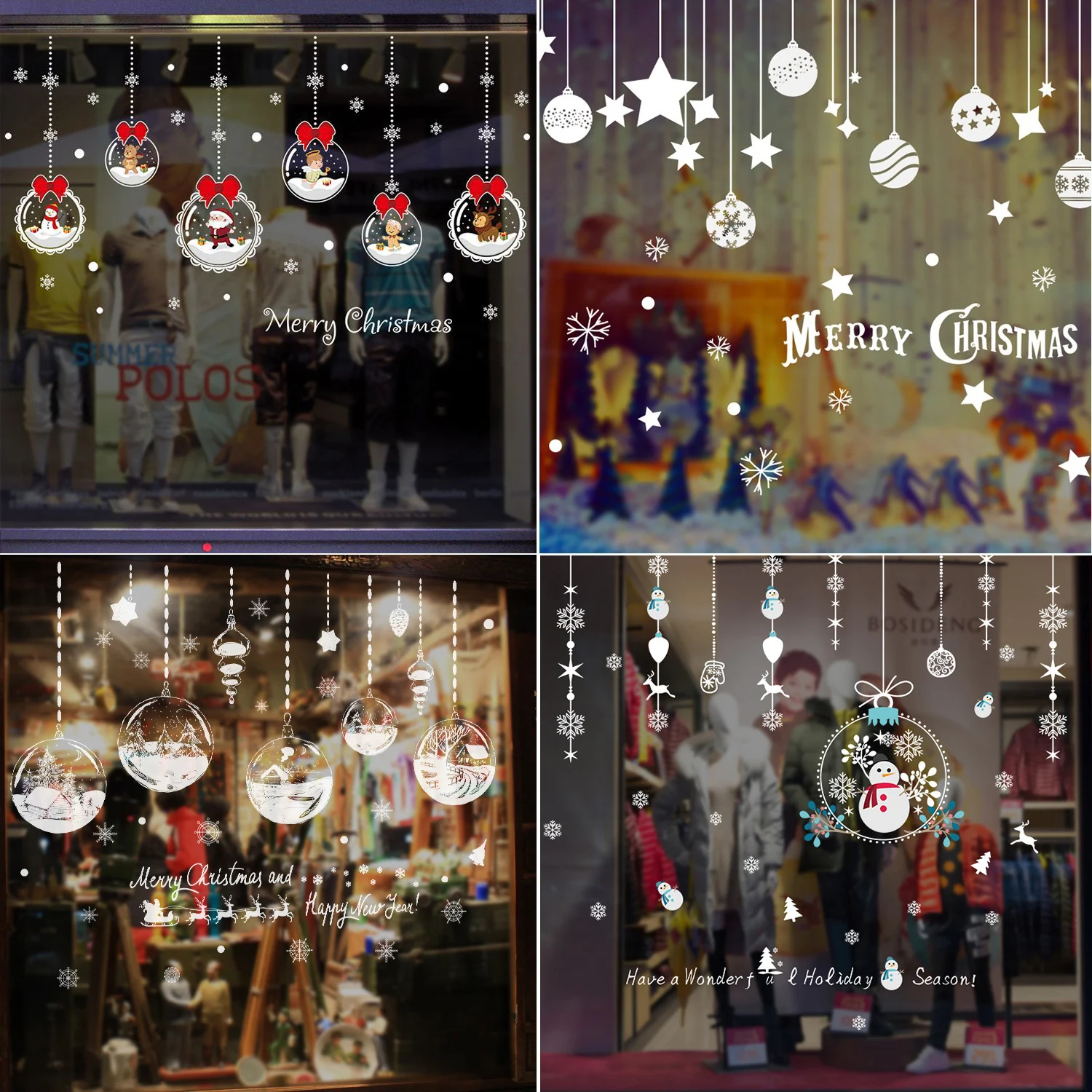 

Pvc Glass Snow Globe Hanging Wall Stickers NewYear 2022 Decor Cristmas Decorations Window Wallpaper Removable Home Poster Murals