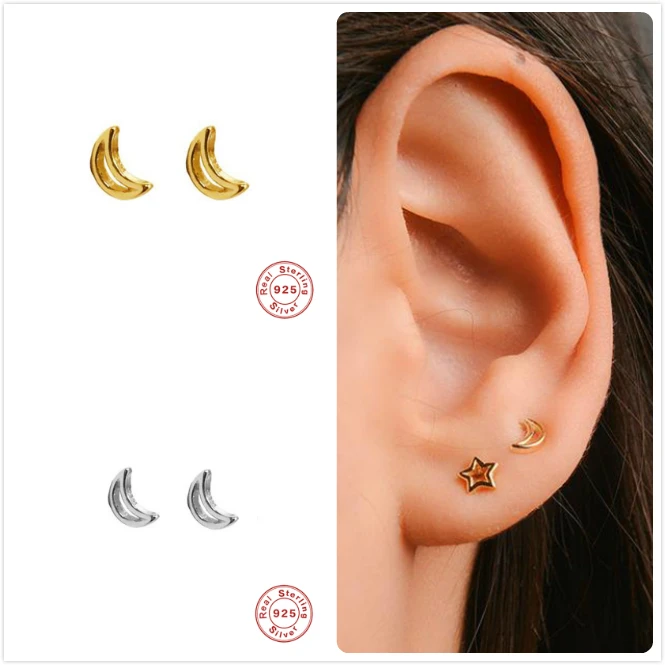 Женские серьги из стерлингового серебра 925 пробы свадебные со звездой и луной для