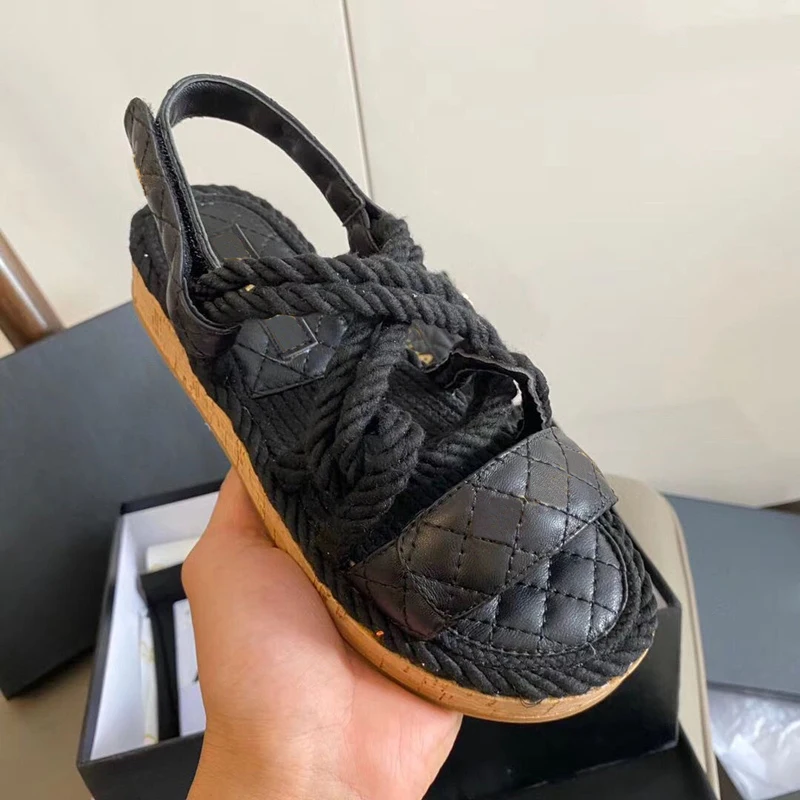 

Prowow Women Sandals Summer Shoes Woman Flats Sandals Hemp Rope Lace Up Gladiator Sandals Non-slip Beach Chaussures Femme