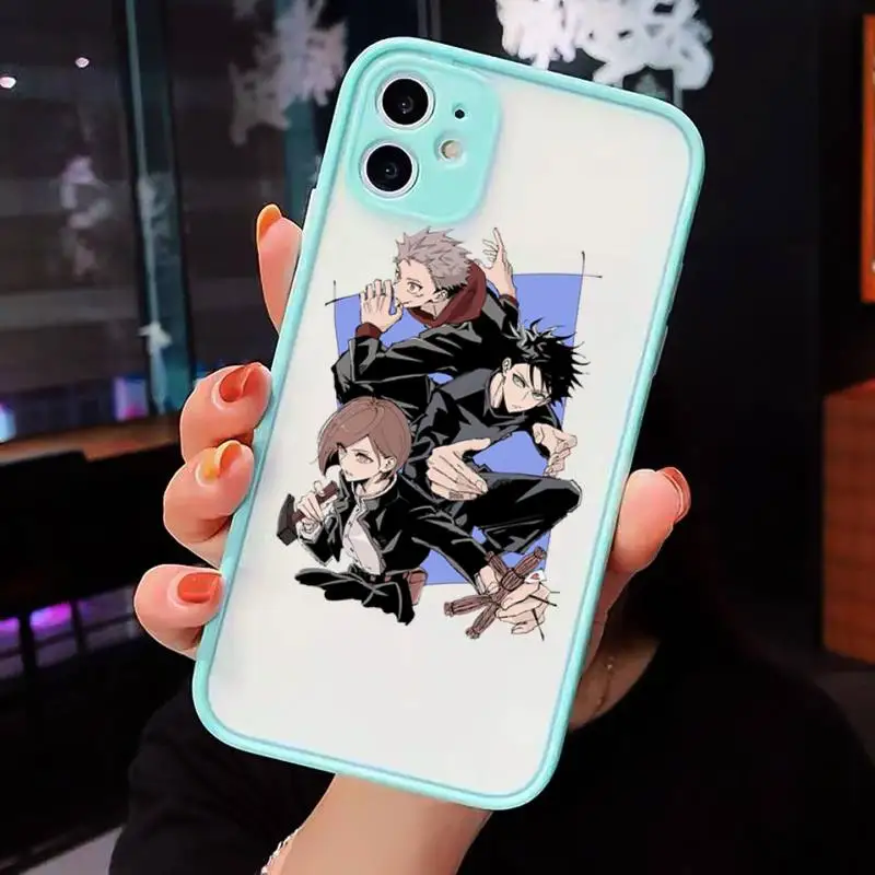 

Anime Jujutsu Kaisen Phone Case Matte transparent For blue iPhone 12 Mini 11 Pro XR XS Max 7 8 Plus X Back Cover