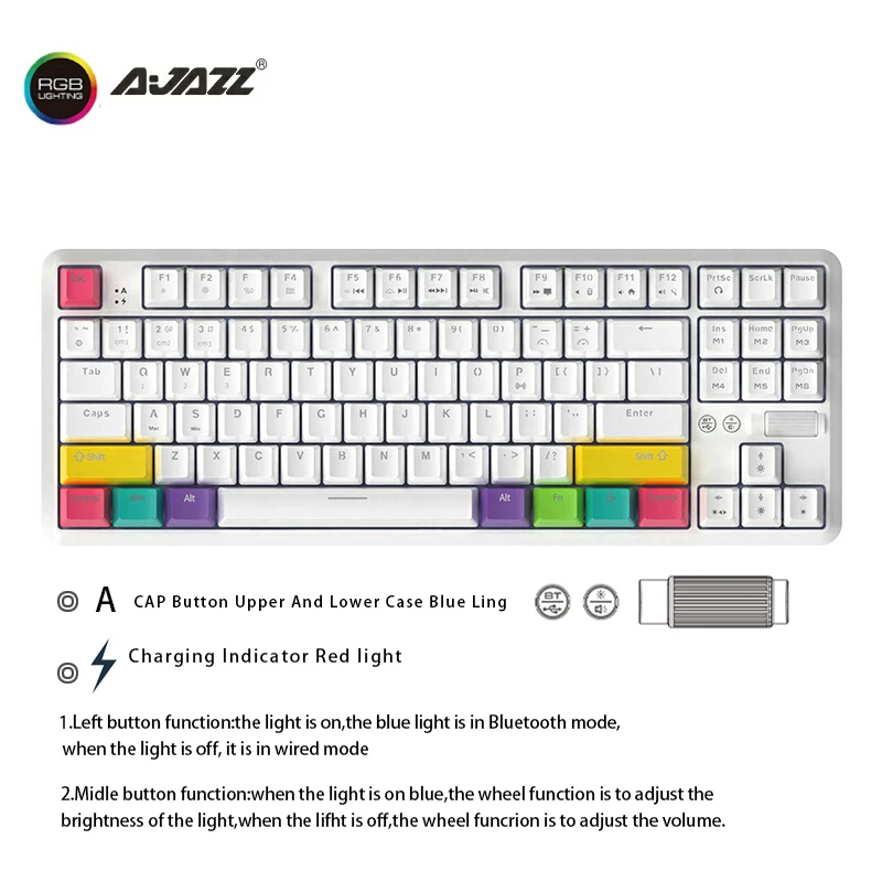 Клавиатура Ajazz K870T Беспроводная Механическая для ПК USB клавиатура компьютеров и