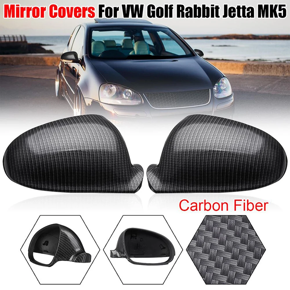

2pcs Rearview Mirror Cover Car Carbon Fiber Side Rear View Mirror Cover for VW Golf Rabbit Jetta MK5 2006 2007 2008 2009