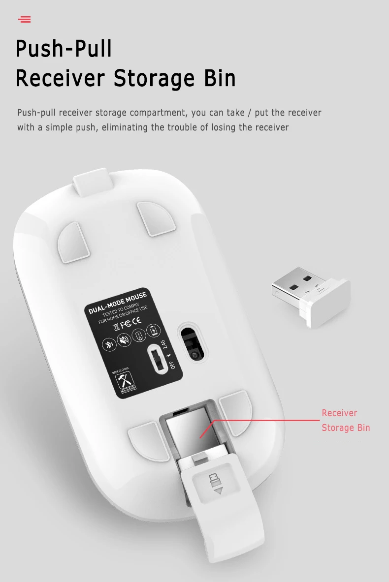 Алюминиевая Беспроводная Бесшумная мышь с двойным режимом Bluetooth 5 1 + 2 4G