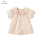 DBZ17883, летние модные рубашки с цветочной вышивкой для маленьких девочек, топы для малышей, детская одежда высокого качества