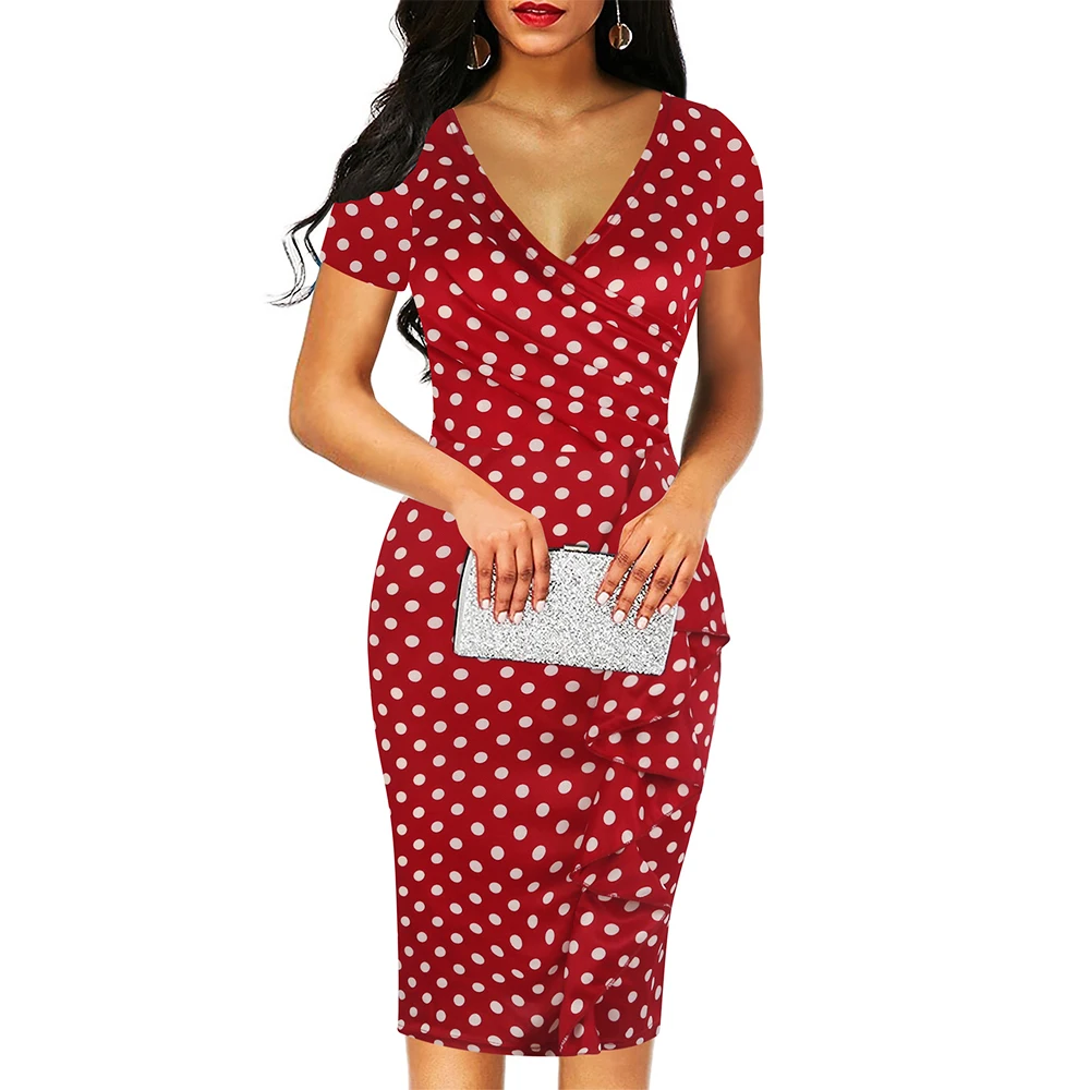

Woman Dress 2021 Spring Summer Elegant Sexy V-Neck Ruffles Pencil Bodycon Dresses Casual Slim Office Long Party Dress Vestidos