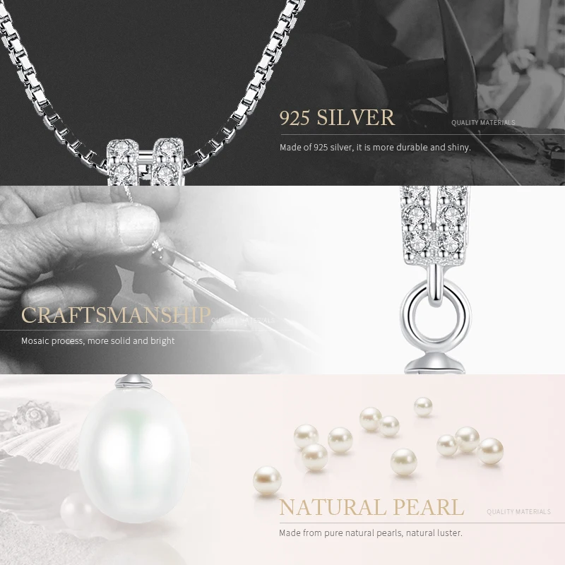 DOTEFFIL Новое жемчужное ожерелье 925 Серебряное V тип инкрустация цирконием женское