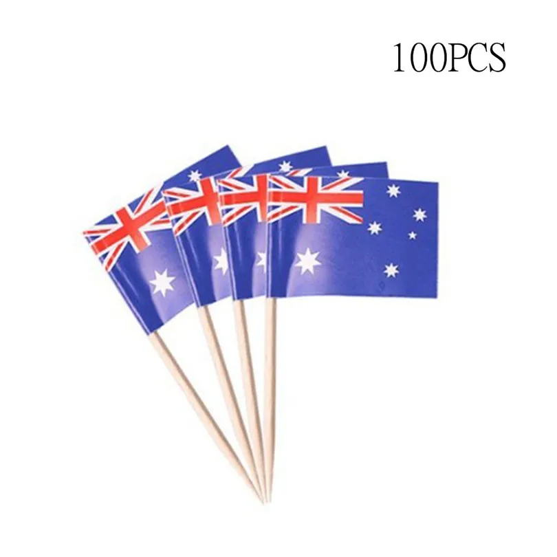 100 шт. натуральная береза деревянная зубочистка флаги деревянные зубочистки