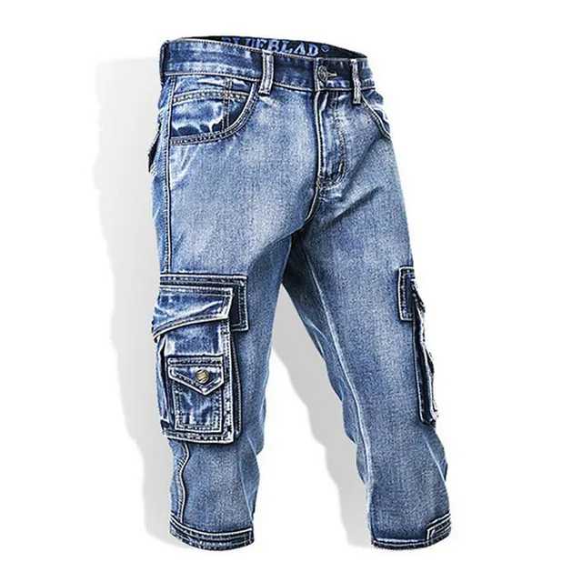 

Pants Calf-Length Cargo Jeans Bicycle jeans Modis Retro Washed Men's Multi-pocket Seven-point Denim shorts Men's Denim Shorts