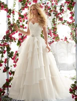 gelinlik elegant lace vestidos de noivas ruffled organza princess bride wedding dresses ball gown robe de mariage