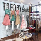 Фотообои ручной работы, Модная молодежная девушка, 3D, весна и лето, фон для одежды, 3D фрески, обои для магазина одежды