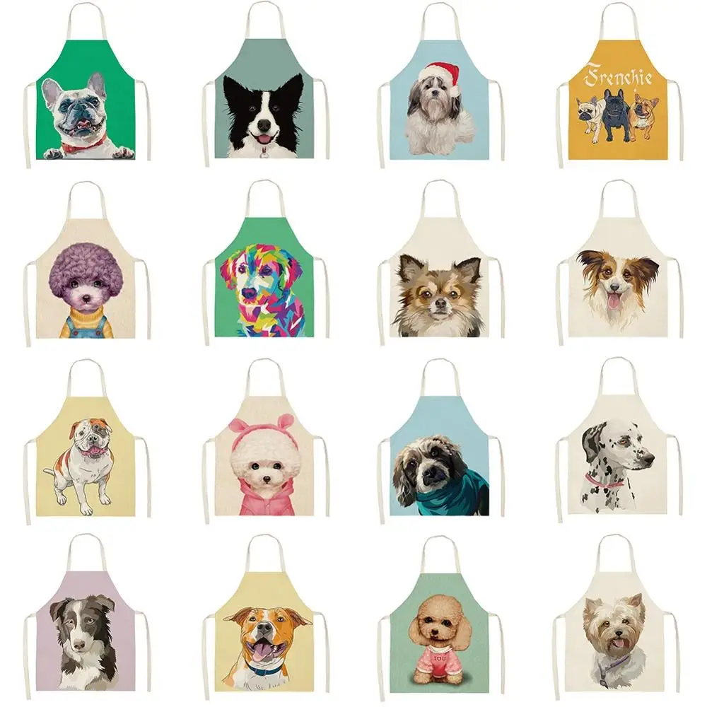 Кухонный Фартук с милым мультяшным рисунком собаки хлопковые льняные фартуки