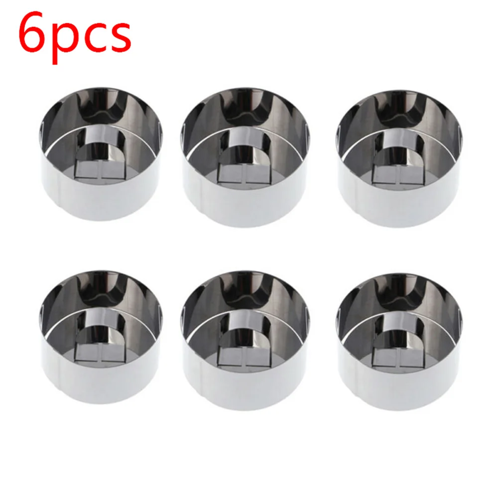 

6pcs Round Stainless Steel Cake Mousse Pastry Mini Baking Ring Mold With Pusher Cheese Cupcake Pastry Mold