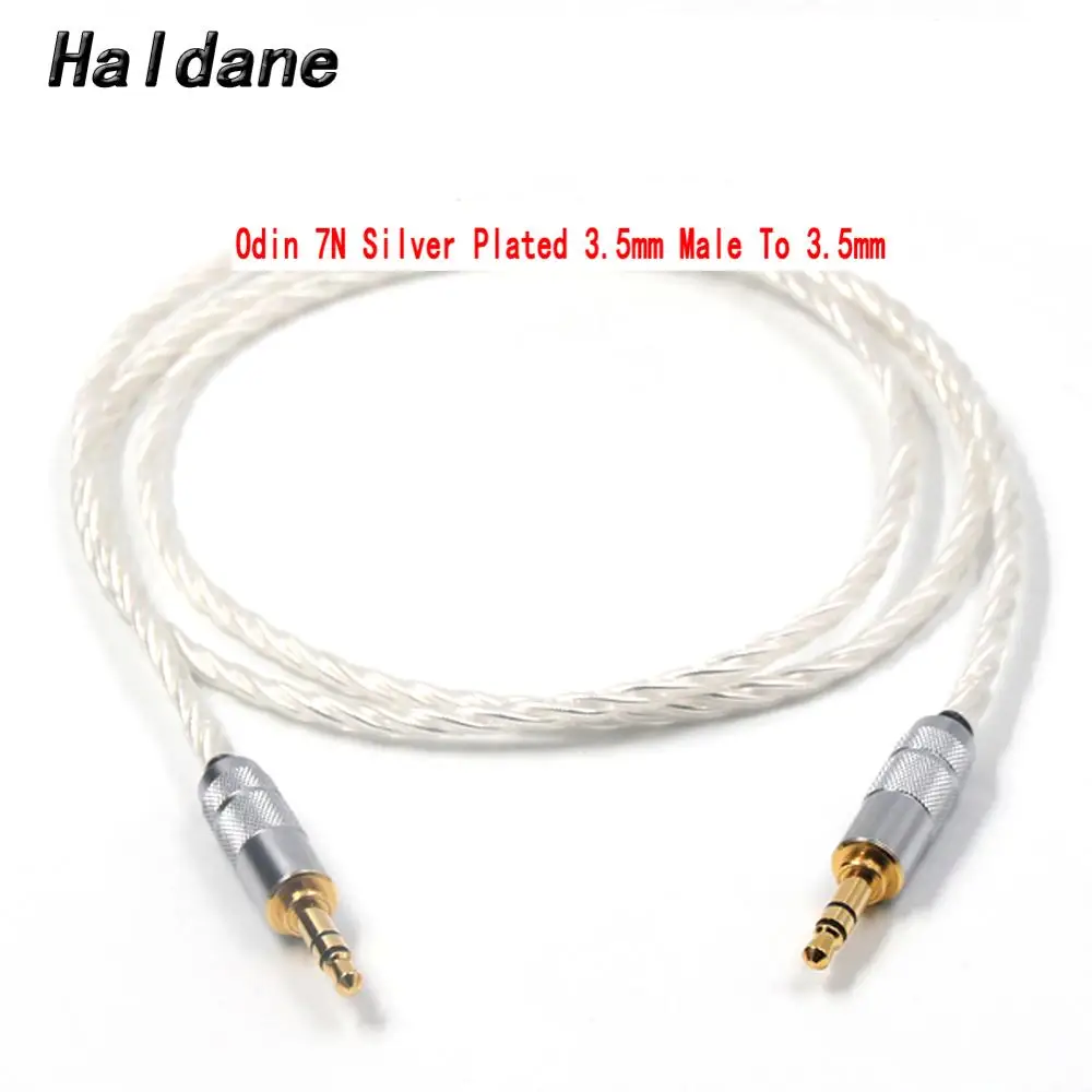 

Haldane Odin 7N Silver Plated 3.5mm Male to Male Stereo AUX Cable 3.5 Right Angle Jack to Jack Adapter for Headphone Amplifier