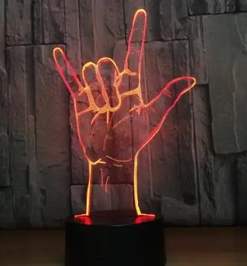 Finger 8 Средний палец 3D лампа ручной череп Декор светодиодный Ночной светильник 7 видов цветов изменить ночной Светильник внутренней отделки светильник, подарок, учитывающий индивидуальные особенности - Испускаемый цвет: Finger 8