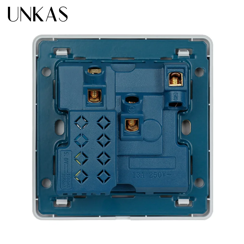 Розетка настенная UNKAS 2 1 А белая/черная/золотая со светодиодным индикатором 13 а