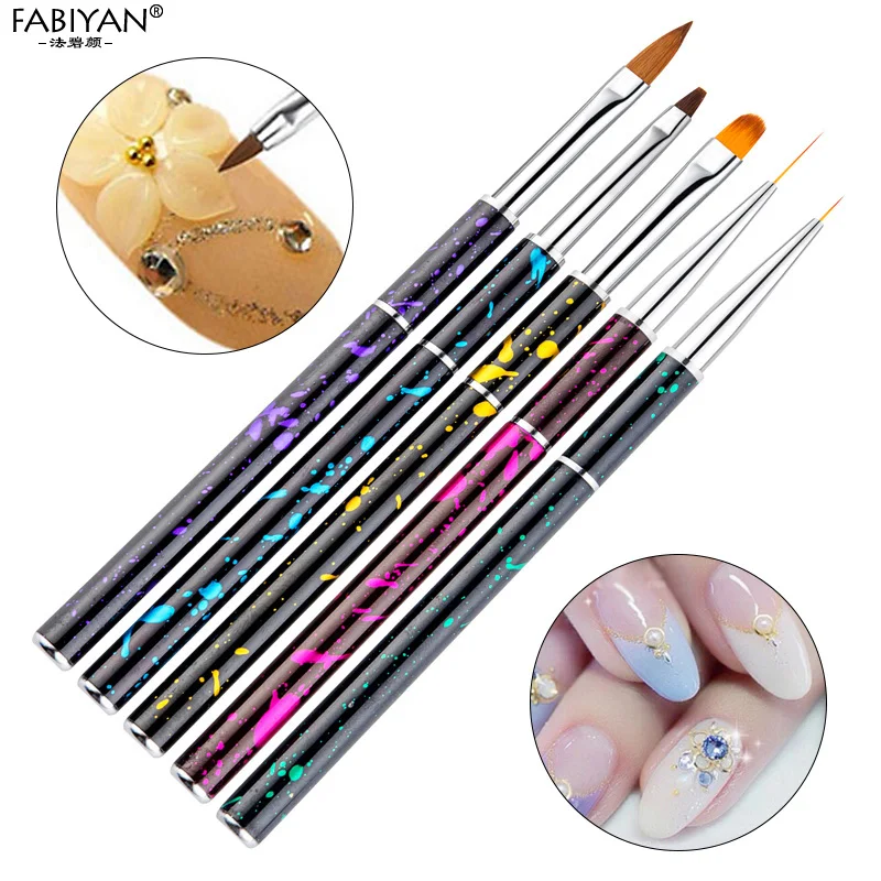 Гель лак дизайн ногтей ручка с кисточкой для рисования съемный плоский