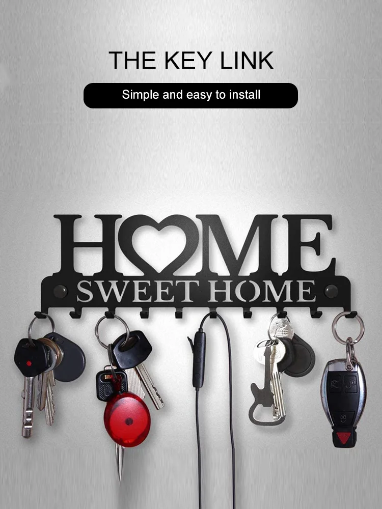 

Key Holders Wall Mount Metal Hanger Key Hook Coat Rack Organizer Decorative for Kitchen Store House Bedroom Vintage Decor